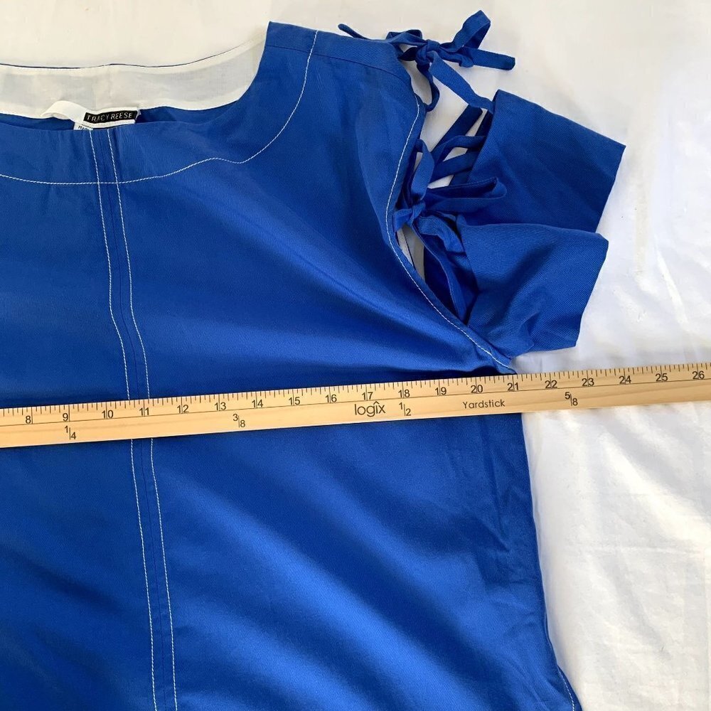 NEW Tracy Reese Split Sleeves Top Blue Nautical Blouse Sz S - Picture 5 of 13
